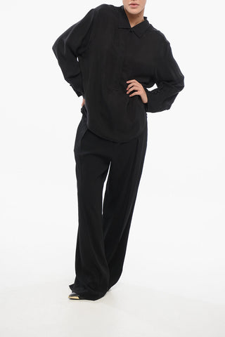 EMPORIO Cupro Shirt with Button-down Collar