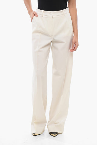 Pantaloni in Lana a Vita Alta