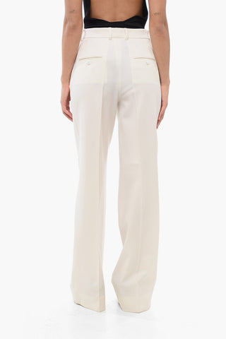 Pantaloni in Lana a Vita Alta