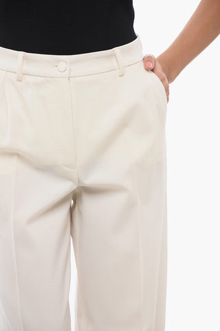 Pantaloni in Lana a Vita Alta