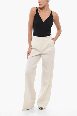Pantaloni in Lana a Vita Alta