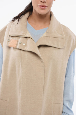 Sleeveless Coat with Asymmetric Cut