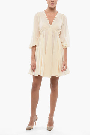 Kleid BEOWULF aus Baumwolle und Seide mit V-Ausschnitt und 2 Vordertaschen