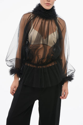 Transparente Bluse Mit Rüschen