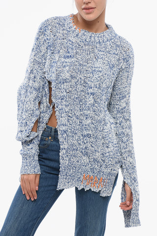 Pullover MOULINÈ Aus Mischwolle Im Zopfmuster Mit Distressed-Details