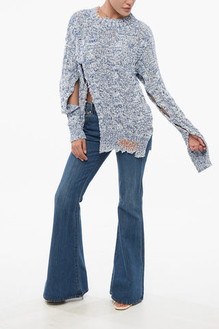 Pullover MOULINÈ Aus Mischwolle Im Zopfmuster Mit Distressed-Details