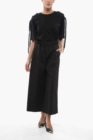 High-Waist Double Pleats POSEIDONE Flared Pants