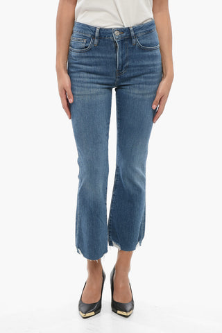 Frayed Hem Cropped Boot Cut Jeans 21cm