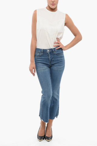 Frayed Hem Cropped Boot Cut Jeans 21cm