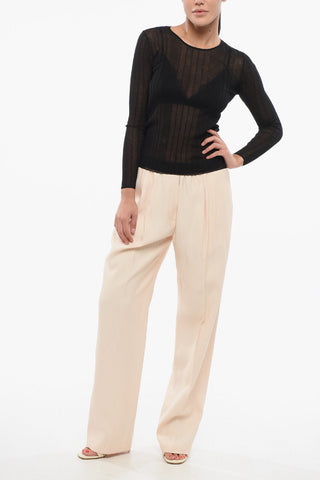 Transparentes Geripptes Langarm-Top