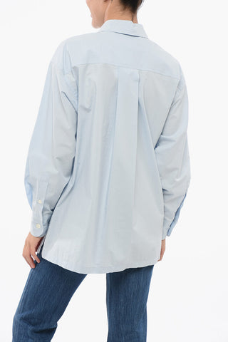 Camicia Oversized in Popeline con Taschino Ricamato