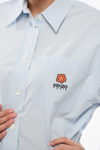 Camicia Oversized in Popeline con Taschino Ricamato
