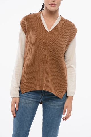 Sleeveless V-Neck Merinos Wool and Cashmere RYNIS Sweater