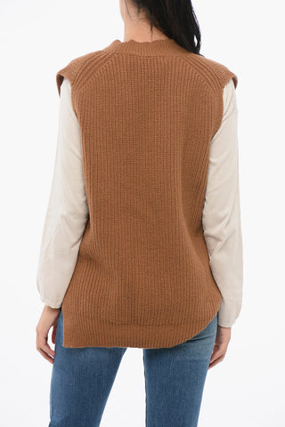 Sleeveless V-Neck Merinos Wool and Cashmere RYNIS Sweater