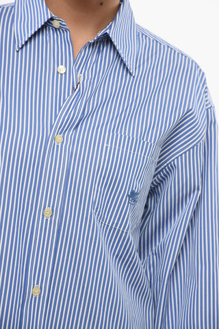 Awning Striped Popeline Shirt with Breast-pocket