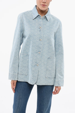 Denim-Hemd mit Seigaiha-Motiv