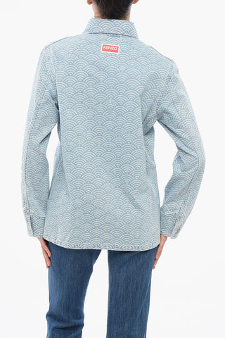 Denim-Hemd mit Seigaiha-Motiv