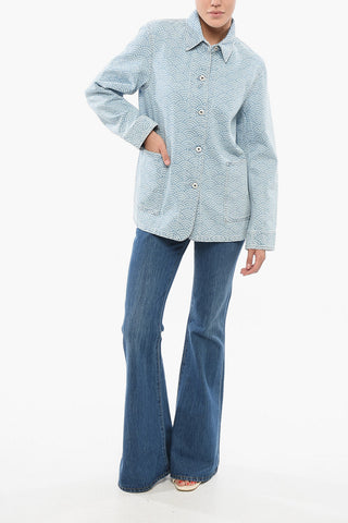 Denim-Hemd mit Seigaiha-Motiv