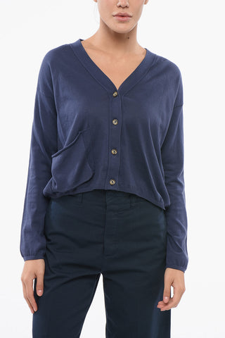 Cardigan OVER In Cotone con Scollo a V E Taschino