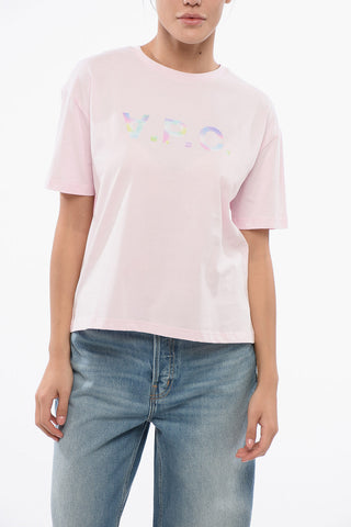 Cotton Crew-neck T-shirt with Front Print