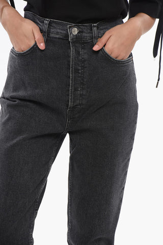 Jeans Skinny Fit a Lavaggio Scuro con Orlo Sfrangiato 15cm
