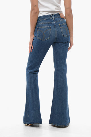 Dark Washed Bootcut Denims with Logoed Morsets 32cm