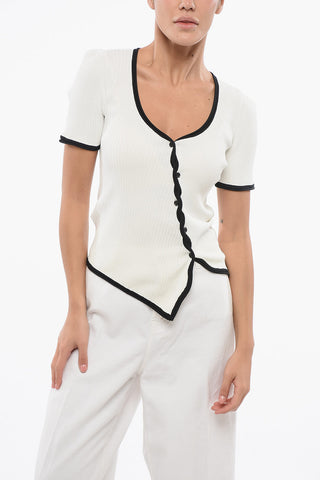 Ribbed BALLOTA Cardigan with Contrasting Trims