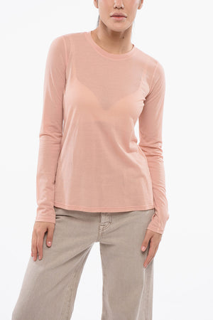 T-Shirt Rundhals Aus Baumwollmischung Mit Langen Ärmeln