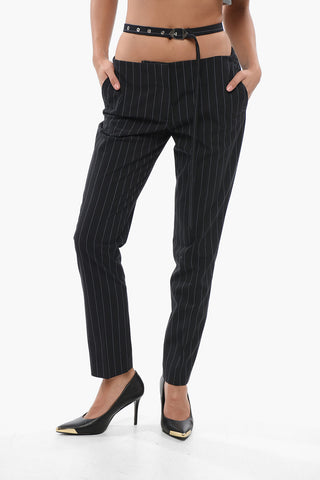 Pantaloni Gessati con Cintura