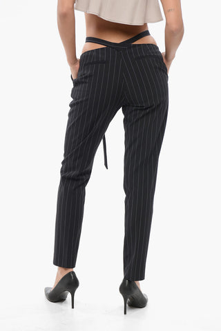 Pantaloni Gessati con Cintura