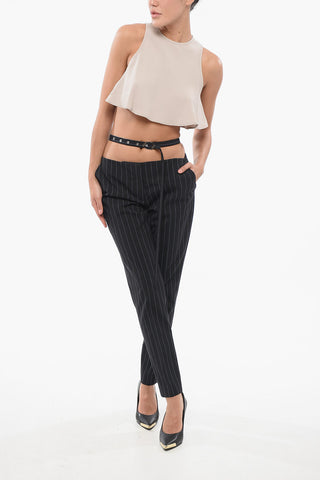 Pantaloni Gessati con Cintura
