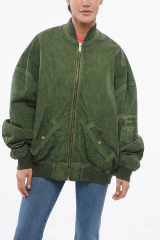 Multipocketed Cotton Bomber Jacket with Front Zip