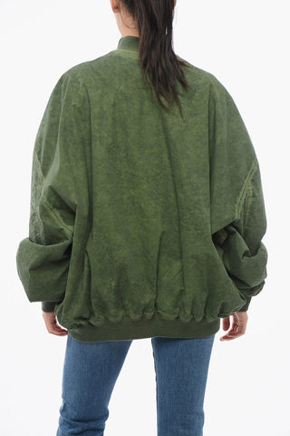 Multipocketed Cotton Bomber Jacket with Front Zip