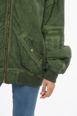 Multipocketed Cotton Bomber Jacket with Front Zip