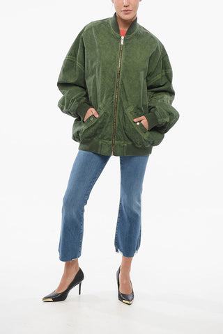 Multipocketed Cotton Bomber Jacket with Front Zip