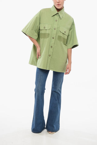 Cotton Saharan Shirt with Corduroy Details