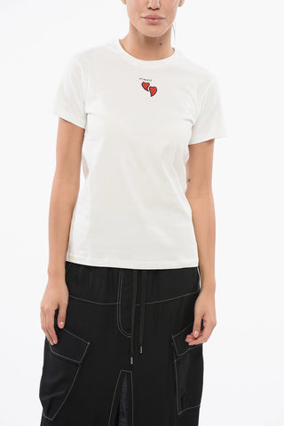 Cotton Crew-neck TRAPANI T-shirt with Contrasting Hearts
