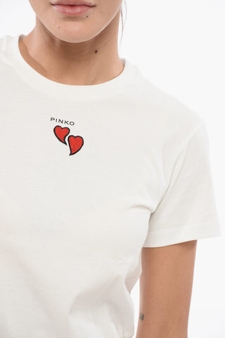 Cotton Crew-neck TRAPANI T-shirt with Contrasting Hearts