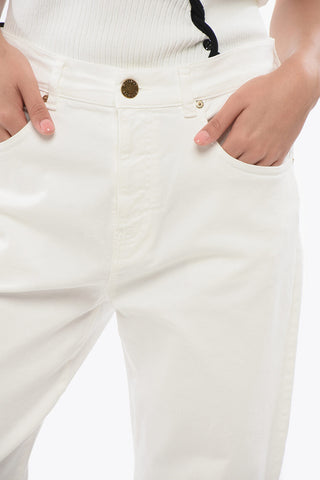 DENIM Flared Jeans WANDA Light Wash with Gold-Effect Button 26cm