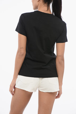 T-Shirt Girocollo TRAPANI in Cotone con Cuoricini a Contrasto