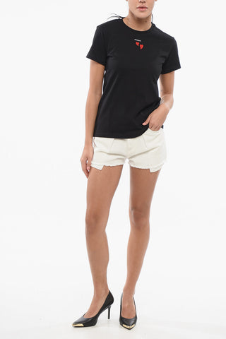 T-Shirt Girocollo TRAPANI in Cotone con Cuoricini a Contrasto