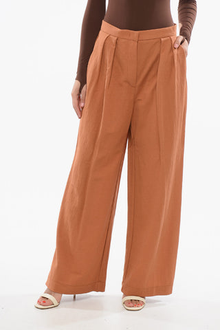 High-Waisted Palazzo Pants with Double Pleats
