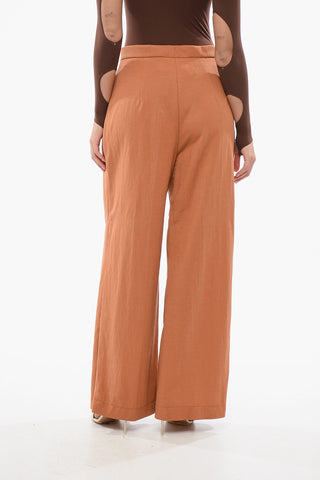 High-Waisted Palazzo Pants with Double Pleats