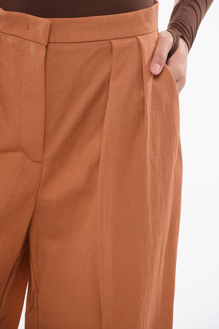 High-Waisted Palazzo Pants with Double Pleats