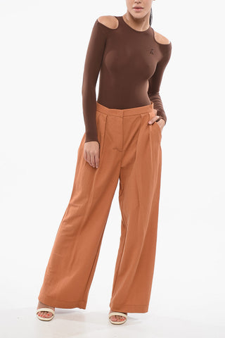 High-Waisted Palazzo Pants with Double Pleats