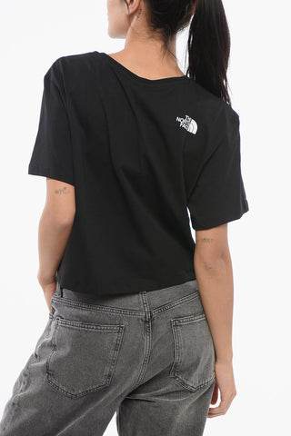 Crewneck Cropped T-Shirt with Printed Logo