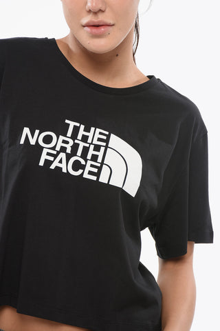 Crewneck Cropped T-Shirt with Printed Logo