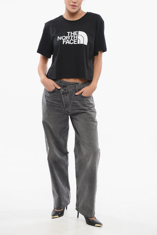 Crewneck Cropped T-Shirt with Printed Logo