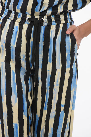Striped POIROT Pants with Elastic Waistband