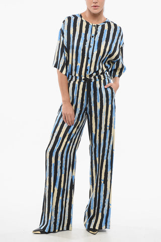Striped POIROT Pants with Elastic Waistband